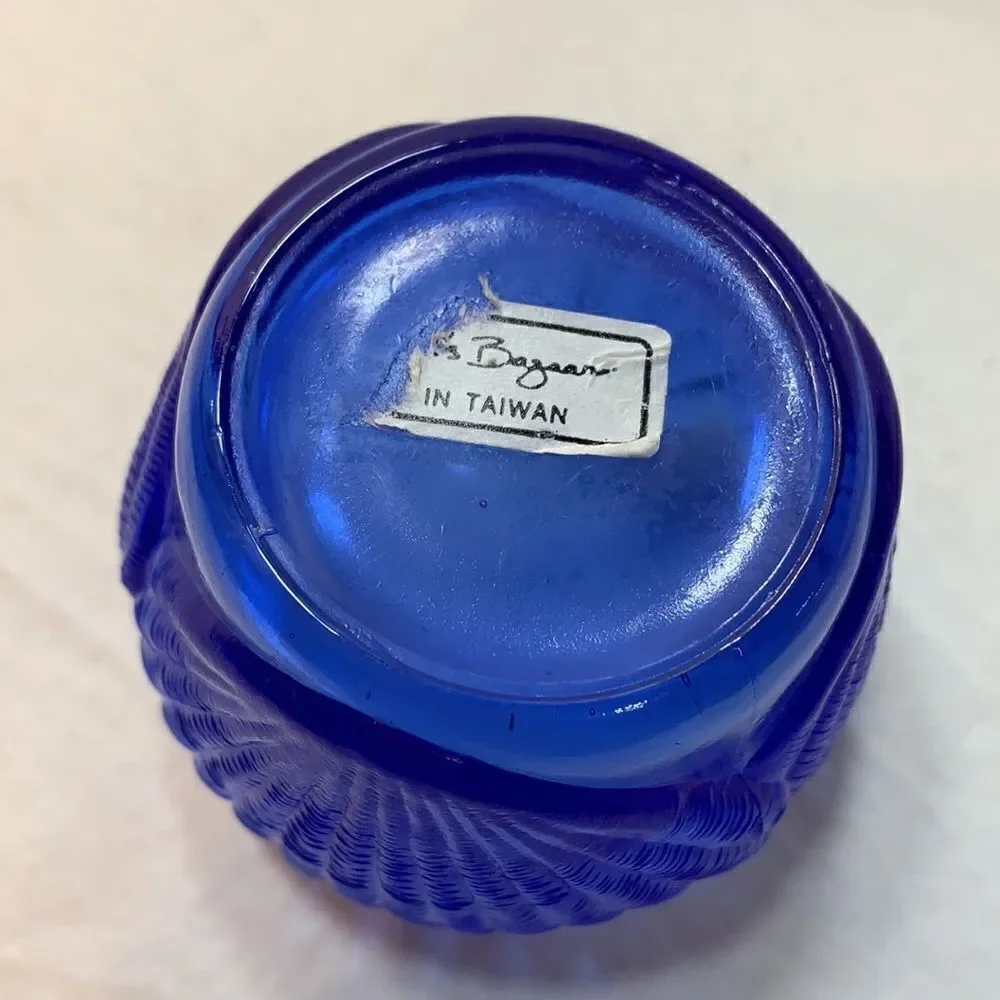 2 Blue Glass Candle Votive Holders